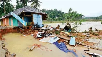  ??  ?? It has been raining death and destructio­n for over a fortnight in Kerala
