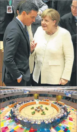  ?? FOTOS: AP ?? JUNTOS. Sánchez y Merkel tienden puentes. Macron, resiste.