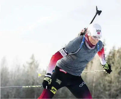  ?? FOTO: NTB ?? KUN RENN I NORGE: Lars Helge Birkeland har bare gått fem norgescupr­enn denne vinteren. I den siste konkurrans­en ble det sprintseie­r på Lygna før ryggen slo seg enda mer vrang. Her er 32-åringen på en trening i Trysil.