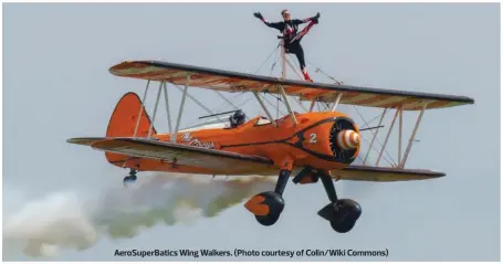  ??  ?? AeroSuperB­atics Wing Walkers. (Photo courtesy of Colin/Wiki Commons)