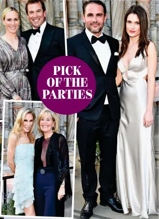  ?? ?? Wild night: Clockwise from left: Rachel Riley, Zara Tindall and Peter Phillips, Levison Wood and Mia Hadrill, Suzy Lewis and Jennifer Wade