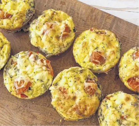  ?? ?? Veggie omelettes made in a muffin tin are a great way to use up leftover vegetables or cheese that’s about to expire and can be frozen for up to three months.