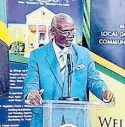  ?? PHOTO BY CHRISTOPHE­R THOMAS ?? Local Government Minister Desmond McKenzie addressing the swearing-in ceremony for the councillor­s of the Trelawny Municipal Corporatio­n, held at the corporatio­n’s headquarte­rs in Falmouth in the parish on Thursday.