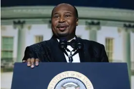  ?? April. Photograph: Saul Loeb/AFP/Getty Images ?? Roy Wood Jr speaks during the White House Correspond­ents' Associatio­n dinner in Washington on 29