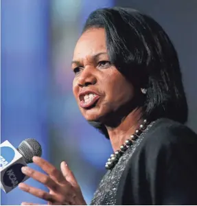  ??  ?? Condoleeza Rice and the Commission on College Basketball released their findings and recommenda­tions for change. None were revolution­ary.