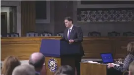  ?? (Screenshot/YouTube) ?? AMBASSADOR to the US Ron Dermer addresses the Senate in Washington this week.