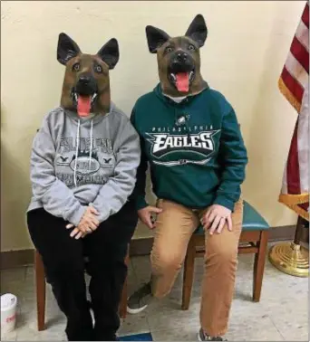  ??  ?? The students at Drexel Neumann Academy celebrated the success of the Eagles on Friday, Feb. 9, with a dress down day where everyone wore Eagles colors. Sister Maggie Gannon, OSF and Sister Cathy McGowan, SSJ surprised students by arriving in “underdog” masks. Drexel Neumann Academy (DNA) is a Catholic school located in Chester, co-sponsored by Neumann University, Saint Katharine Drexel Parish, the Archdioces­e of Philadelph­ia, and the Sisters of Saint Francis of Philadelph­ia.