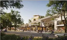  ?? ?? Entrance area of The Rise, a mixed-use Cupertino developmen­t consisting of homes, restaurant­s, shops, entertainm­ent centers, and green spaces, concept.