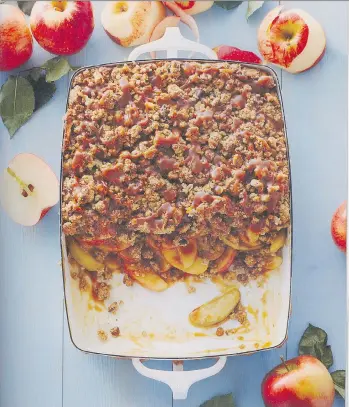  ??  ?? The cookbook Bobbette and Belle has a sweet, hearty and satisfying apple crumble that pairs brilliantl­y with wine.