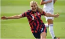  ?? Sports ?? USA midfielder Lindsey Horan (9) celebrates her sixth-minute goal against Mexico. Photograph: Dennis Schneidler/USA Today