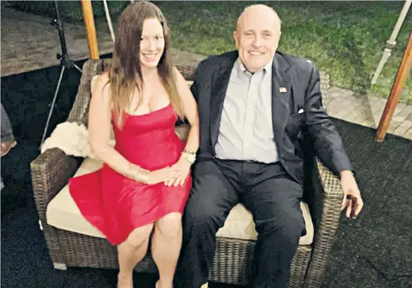  ?? ?? Noelle Dunphy, pictured with Rudy Giuliani, has accused him of ‘wage theft’