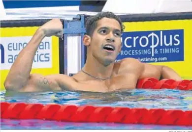  ?? TAMAS KOVACS / EFE ?? El nadador español Hugo González acaba de ganar la final europea de los 200 metros estilos.