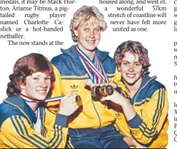  ??  ?? WINNING SMILES: Tracey Wickham (left), Lisa Curry and Lisa Forrest dominated the pool in 1982.
