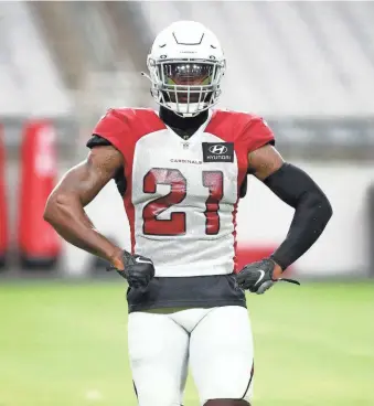  ?? PHOTOS BY ROB SCHUMACHER/THE REPUBLIC ?? Cardinals cornerback Patrick Peterson turned 30 in July and is beginning his 10th season with the team.