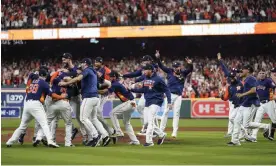  ?? Photograph: Tony Gutierrez/AP ?? The Houston Astros celebrate their 4-1 win against the Philadelph­ia Phillies in Game 6 of the World Series.