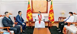  ??  ?? Prime Minister Mahinda Rajapaksa, Secretary to the Prime Minister – Gamini Senarath and Huawei Sri Lanka CEO Liang Yi, Deputy CEO Yao Duoni, Director Public & Government Affairs Christophe Lee, Manager Public & Government Affairs Jithendra Antonio were present during the event