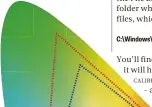  ??  ?? BELOW The full range of colours our eyes can perceive. The blue triangle is the sRGB gamut, while the red is the Adobe RGB gamut