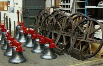  ??  ?? Fitted bells, wheels and roller boxes awaiting dispatch.