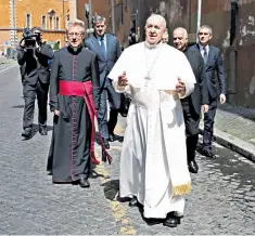  ??  ?? Pope Francis travelled outside the Vatican for the first time in weeks to celebrate mass