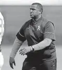  ?? [PHOTO BY BRYAN TERRY, THE OKLAHOMAN] ?? Oklahoma State defensive line coach Greg Richmond has brought a new level of intensity to spring practice.