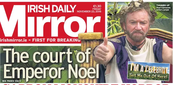  ??  ?? THUMBS UP Noel Edmonds enters jungle