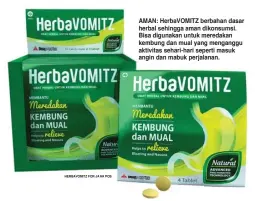  ?? HERBAVOMIT­Z FOR JAWA POS ?? AMAN: HerbaVOMIT­Z berbahan dasar herbal sehingga aman dikonsumsi. Bisa digunakan untuk meredakan kembung dan mual yang menganggu aktivitas sehari-hari seperti masuk angin dan mabuk perjalanan.