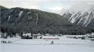  ?? — Reuters ?? Fences surround the area of the heliport for the upcoming World Economic Forum in Davos.