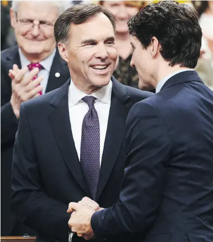  ?? SEAN KILPATRICK / THE CANADIAN PRESS ?? Finance Minister Bill Morneau after delivering the budget in the House of Commons on Tuesday.