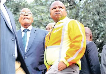  ??  ?? INTRIGUE: President Jacob Zuma with Co-operative Governance and Traditiona­l Affairs Minister Des van Rooyen.