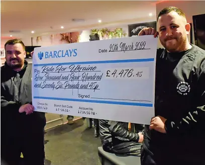  ?? ?? ● The Rochdale biking group Brass Knuckle Riders did a charity bike ride for Ukraine and raised more than £4,000