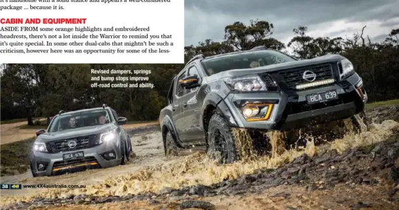  ??  ?? Revised dampers, springs and bump stops improve off-road control and ability.