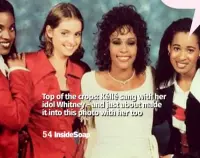  ??  ?? Top of the crops: Kéllé sang with her idol Whitney – and just about made it into this photo with her too