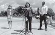  ?? MATIAS J. OCNER mocner@miamiheral­d.com ?? From left to right: Democratic Rep. Debbie Mucarsel-Powell, Miami-Dade Commission­er Daniella Levine Cava, and Democratic state Sen. Jose Javier Rodriguez speak during a press conference at Morningsid­e Park on August 17. Both lawmakers are backing Levine Cava in the 2020 mayoral race.