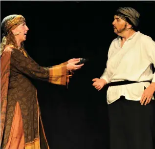  ?? (Rebecca Nathan Kowalsky) ?? A SCENE from ‘JUDGE! Song of Deborah,’ in which Israelite General Barak sings to Deborah, asking her to go with him to lead the battle against the evil General Sisera.