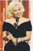  ??  ?? Lady Gaga accepts the award for best actress in a limited series or TV movie for her role in, “American Horror Story: Hotel.”