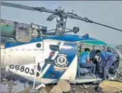  ?? HT FILE ?? The Indian Coast Guard helicopter crashed on March 10 near Nandgaon village in Maharashtr­a during a routine sortie.