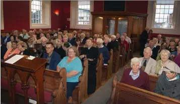  ??  ?? The large crowd gathered at Gorey Methodist Church to welcome Rev Katherine Kehoe.
