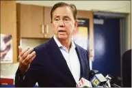  ?? Ned Gerard / Hearst Connecticu­t Media ?? Gov. Ned Lamont said Friday that he’s optimistic that a deal can be reached on a $24.1 billion spending package to take effect on July 1.