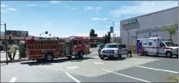  ?? Danielle Gallegos/For The Signal ?? Emergency personnel respond to a report of a pregnant woman going into labor in a gas station bathroom located on the corner of Soledad Canyon Road and Sierra Highway on Wednesday.