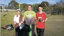  ?? Picture: BRIAN McLEAN ?? BOWLING ACHIEVEMEN­T: Dale College pupils, from left, Ethan Grunewald, Josh Turner and Andrew Lentz take time off from training at bowls to pose for a picture