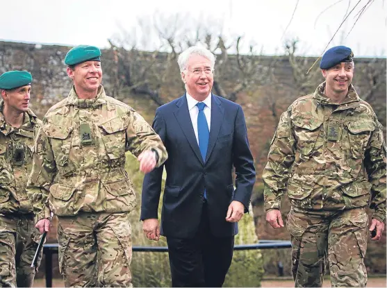  ??  ?? Defence Secretary Sir Michael Fallon during a visit to Condor in February, when he described its future as “absolutely secure”.