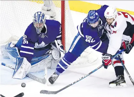  ?? FRANK GUNN/THE CANADIAN PRESS/FILES ?? Toronto Maple Leafs goalie Frederik Andersen says it’s upon the players to “keep more short-term goals and worry about what we can do on a day-to-day basis” as they manage expectatio­ns following their first-round playoff loss to the Capitals last season.