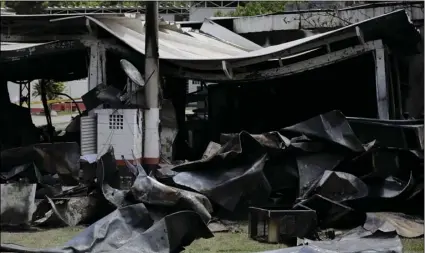  ??  ?? Debris from the deadly fire at the Flamengo soccer club Rio de Janeiro, Brazil, on Friday. AP PHOTO/LEO CORREA