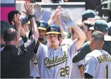  ?? Jayne Kamin-Oncea / Getty Images ?? Matt Chapman drove in six runs against the Angels Sunday after learning he was on the American League AllStar team.