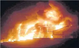  ??  ?? Delhi-based company’s chemical factory, Dhanuka Agritech Limited, up in flames at the industrial estate of Battal Ballian in Udhampur on Friday.
HT PHOTO