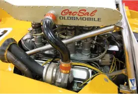  ??  ?? Below left: 1969 Mckee CanAm entry featured twinturboc­harged Oldsmobile aluminium-block V8 motor