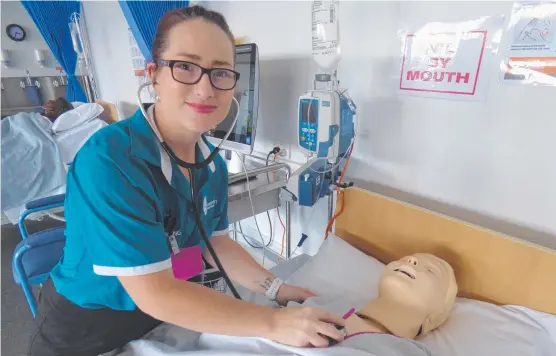  ?? FULL- ON: Tanya Caisley is studying nursing at CQUni’s Townsville CBD campus while also working in an aged- care home and raising her four children. ??