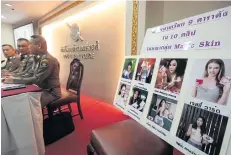  ?? PATIPAT JANTHONG ?? At a press briefing last month, police show stars who allegedly advertised substandar­d make-up and weight loss products.