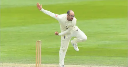  ?? PICTURES: Stu Forster/getty Images Europe ?? Jack Leach bowls during day three of the England intra-squad match last week