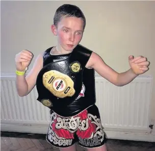  ??  ?? Shane Carter from Huncoat won a British title Thai boxing contest